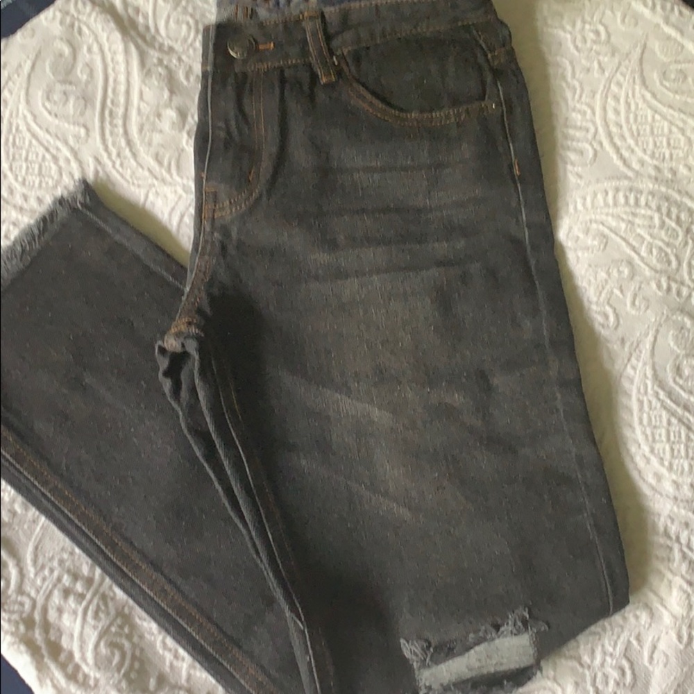Black Jeans with rip knees/fringed bottom